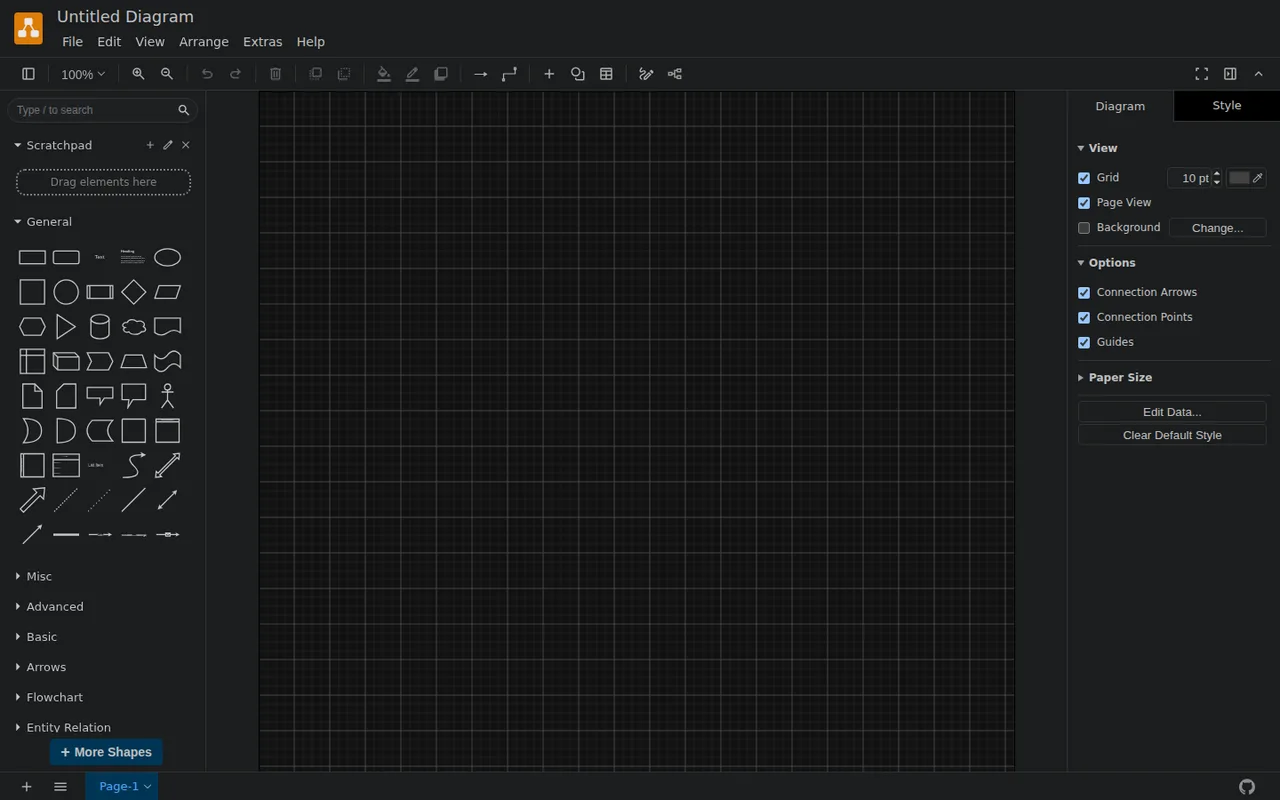 draw.io running from the boot-verified compose file